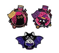 GDFHBD 3 Pieces of Magic Cat Brooches, Fun Cartoon Badges, Personality Trend Accessories, All-Match Clothing Backpack Decoration, Daily Collocation