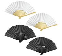 GDFHBD 4 Handheld Folding Fans, Interesting Handmade Materials, Classroom Teaching Supplies, Portable Outdoor Props.