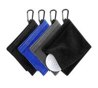 GDFHBD 4 Pieces Of Golf Towels, Microfiber Absorbent, Mini Portable Size, With Snap Hook, Suitable For Golf Bags, Fitness, Sports.