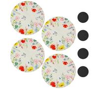 GDFHBD 4 Pieces Round Floral Placemats And 4 Pieces Coasters, Dining Table Decorations, Ele And Minimalist Coasters, Household Items.