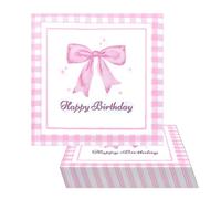 GDFHBD 40 Bow Napkins, Bow Party Napkins, Pink Napkins, Birthday Napkins, Girls Birthday Napkins.