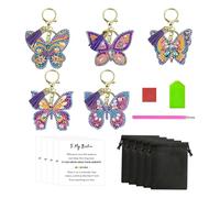 GDFHBD 5 Pieces Butterfly Diamond Keychain Set, With 5 Pieces Greeting Cards And 5 Pieces Cloth Bags, Women'S Crystal Pendants, Creative Wallet Adornments, Children'S Gifts.