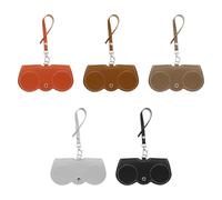 GDFHBD 5 Pieces Of Portable Soft Leather Glasses Case, Scratch-Resistant Sunglasses Protective Cover, Simple Travel Glasses Bag, Glasses Case With Lanyard.