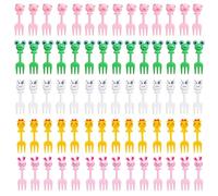 GDFHBD 70 Pieces Mini Fruit Forks, Cute Cartoon Animals, Children'S Creative Bento Fork Decoration, Fun Plastic Fruit Signs, Party Decoration.