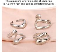 GDFHBD 8 Pieces Of Hip-Hop Rings, Irregular Geometric Joint Rings, Fashion Personality Jewelry, Daily Wear, Holiday Gifts (Silver).