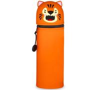 GDFJBG 2-in-1 Silicone Pencil Case - Dinosaur, Kawaii, Table Pen Holder, Pencil Case, Table Pen Holder, Zip, Silicone, Pen Bag Colouring Pencils Marker, Pencil Case Animals (Tiger 1)