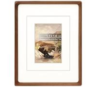 Gdfmsc 11x14 Picture Frame with Mat for 5x7/8x10, Natural Walnut Wood Handcrafted Rounded Corner with Real Glass, Vertical or Horizontal Display Photo Gallery Wall Mounting Frame