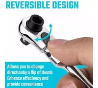 Gdfnmogo 1/4" Drive 72-Tooth Ratchet Handle Socket Wrench, 115mm For Stubby Design with 5° Swing, Chromium Vanadium Alloy Steel, for Automotive Repair(FLAT HANDLE)