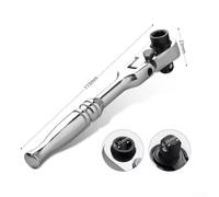 Gdfnmogo 1/4" Drive 72-Tooth Ratchet Handle Socket Wrench, 115mm For Stubby Design with 5° Swing, Chromium Vanadium Alloy Steel, for Automotive Repair(ROUND HANDLE)