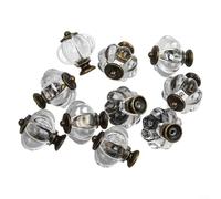 Gdfnmogo 10-Pack Crystal Vintage Copper Cabinet Knobs with Clear Acrylic Pumpkin Pulls, Decorative Zinc Alloy Handles for Dresser Drawers, Cupboards, Wardrobes,