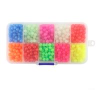 Gdfnmogo 1000pcs Fishing Beads Assortment Set, Soft Plastic Oval/Round Glow-in-the-Dark Bait Eggs, 5mm Diameter with 1.2mm Hole, for Night and Sea Fishing