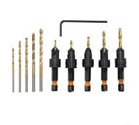 Gdfnmogo 11-Piece Adjustable Countersink Drill Bit Set for Wood with 1/4 Inch Hex Shank, 82 Degree Angle for Flush Screw Seating, Compatible with and Electric Drills