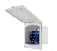 Gdfnmogo 16A IP44 Waterproof External Socket for RVs, Campers & Trailers - 220-250V Square Flush-Mount Caravan Power Input Socket, White, 15.5 x 12.5 x 11.3 cm