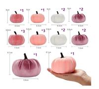 Gdfnmogo 18Pcs Pink Velvet Foam Pumpkins Set with Golden Stems for Halloween Thanksgiving Fall Decorations, Autumn Wedding Centerpiece Ornament