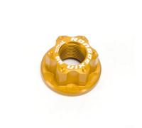 Gdfnmogo 2 Pcs M10x1.0 For Bike Wheel Axle Nut for Rear Wheel, Aluminum Alloy For Bicycle Track Nut Compatible with Kids Vintage Traditional Bicyc(W/Logo Gold)