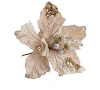 Gdfnmogo 22cm Christmas Flowers Holiday Ornament Set for Christmas Tree Decorations, Home Glitter Xmas Ornaments in Gold, White, Green and(champagne)