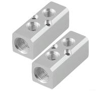 Gdfnmogo 2pcs Pneumatic Air Manifold Distributor 2 Way 4 Port Aluminium Airflow Divider with 1/2 Inch for NPT Thread Port Compatible with SY30 Series Components