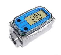 Gdfnmogo 3/4 Inch NPT Aluminum Turbine Flow Meter Digital Fuel Meter for Diesel Kerosene Methanol Water with LCD Display GAL L m³ Units Compatible with Agricultural Automotive Systems