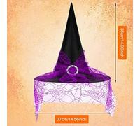 Gdfnmogo 3-Pack Black Ruffled Witch Hats for Halloween Costumes and Parties - Large Size Witch Hat with Pointed Tip for Women's Hallo