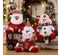 Gdfnmogo 3-Piece Christmas Fabric Ornament Set with Santa, Snowman and Reindeer Figures for Holiday Tree Decorations in Festive Red and White Colors