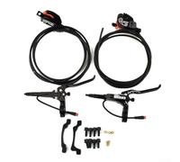 Gdfnmogo 4 Piston Hydraulic Disc Brake Set for Electric Bicycles and Scooters, For CNC Forged Aluminum Alloy Calipers with Adjustable Cable Angle, Resin Heat Dissipation(D)