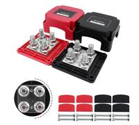 Gdfnmogo 400A Marine Busbar Panel with M10 Terminals for RV, Boat, Truck 12V-48V DC - Terminal Block Accessory Made of Reinforced Nylon, Copper, 304 Stainless Steel(red+black)