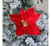 Gdfnmogo 4Pcs Christmas Flowers Artificial Cloth Hanging Decorations for Christmas Tree, Home, Wedding and Holiday Party Décor with Waterproof Reus(RED)