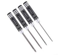 Gdfnmogo 4pcs Cross Head Screwdriver Set with 3/4/5/6mm for HSS Wrench Drivers, Non-Slip Aluminum Alloy Handles, Precision Hand Tools for RC Helicopter Repair and(Black)