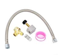 Gdfnmogo 5pcs Air Compressor Check Valve Kit, 14x1.5mm Thread Brass Battery Valve and Metal Hose Set, Replacement Parts Compatible with Various Air Compressor(280mm Hose)