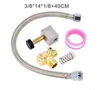 Gdfnmogo 5pcs Air Compressor Check Valve Kit, 14x1.5mm Thread Brass Battery Valve and Metal Hose Set, Replacement Parts Compatible with Various Air Compressor(400mm Hose)