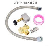 Gdfnmogo 5pcs Air Compressor Check Valve Kit, 14x1.5mm Thread Brass Battery Valve and Metal Hose Set, Replacement Parts Compatible with Various Air Compressor(350mm Hose)