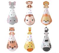 Gdfnmogo 6 Jungle Animal Party Hats for Kids Perfect Birthday Accessories for Safari Themed Events