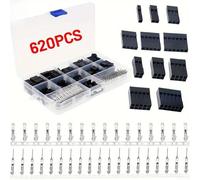 Gdfnmogo 620-Piece 2.54mm Pitch Male & Female Pin Header Connector Kit for 18-26 AWG Wires - PCB Prototyping, Electronics Assembly, DIY Projects (Black)(620PCS)