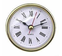 Gdfnmogo 65mm Quartz Clock Insert Movement for DIY Clock Replacement - Roman Numeral White Face with Gold Trim, For Clock Mechanism for Craft Projects(Gold)