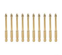 Gdfnmogo 6mm Head Hex Shank Glass Drill Bits for Ceramic Tile Marble Wood Metal, 10-Piece Set with For TiN Coated Carbide Tips, 4 Cutting Ed