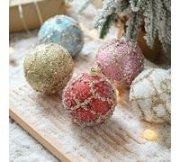Gdfnmogo 6PC Christmas Reseau Balls Ornaments for Christmas Tree Decoration, Wedding Party Decor in White Champagne Pink Red Blue Colors with(BLUE)