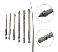 Gdfnmogo 6pcs Four-Flute Eccentric Triangle Drill Bit Set, Carbide Tipped Glass Tile Masonry Drill Bits with 1/4 Inch Hex Shank for Precise Drilling in Glass,
