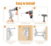 Gdfnmogo 6PCS Stainless Steel Anti-Tilt Fasteners Furniture Wall Anchors Set with Steel Cables for Cabinets, Wardrobes and Bookcases in Living Ro(WHITE)