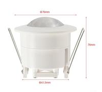 Gdfnmogo AC 110-240V Recessed PIR Ceiling Motion Sensor Detector Switch 360° Detection 6m Range 1200W Load Occupancy Light Control for Bathroom Toilet Energy