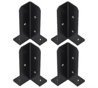Gdfnmogo Adjustable Deck Post Anchor Base Brackets - 4-Piece Reversible Metal Bracket Kit for 1.5x1.5, 2x2, 2x4, 4x4 Wooden Posts, Rust-Resistant Black Finish
