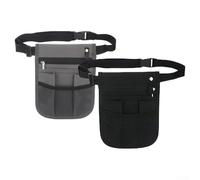 Gdfnmogo Adjustable Waist Tool Bag for Men and Women, Multi-Pocket Storage Pouch with Key Hook and Pen Holder, Oxford Cloth Utility Belt for Gardening, Nursing, Security, Restaurant Use (Black)(Gray)