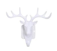 Gdfnmogo Animal Head Wall Hooks for Home Decor, Creative Deer and Giraffe Design Hanging Hangers, Plastic Coat Hat Key Holder, Black White(白色)