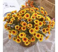 Gdfnmogo Artificial Daisies Bouquet 32cm Plastic Flowers for Home Decor Garden Wedding Indoor Outdoor Use in White Pink Red Yellow Orange(YELLOW)