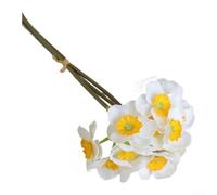 Gdfnmogo Artificial Narcissus Silk Flower Bouquet, Three-Headed Realistic Floral Arrangement, Bendable Wire Stems, No Watering Needed, for Home & Wed(WHITE)
