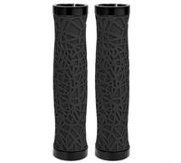 Gdfnmogo Bicycle Handlebar Grips 22.2mm Lock-On TPE Mesh Web Anti-Slip Shock Absorbing Ergonomic Grip for Mountain Road Folding City Bike 142mm Length with End Black Red(black)