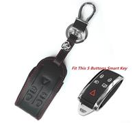 Gdfnmogo Black Leather 5-Button Remote Key Cover Compatible with For Jaguar XF/XK/XKR/XJ/XJR/XFR/S-Type/X-Type/Vanden Plas/Super V8, For Dur