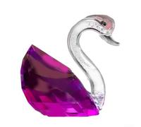 Gdfnmogo Ceramic-Look for CRYSTAL for SWAN Figurine Ornament, Elegant Glass Desktop Decoration for Living Room, Bedroom or Office, White for CRYSTAL with Purple Highlight, Approx 7
