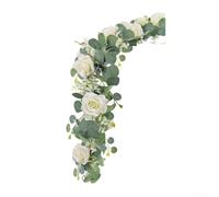 Gdfnmogo Charming 180CM Eucalyptus Leaf Camellia Vine, Artificial Eucalyptus Garland with Roses, Beautiful Floral Arrangement For Home Use(A)