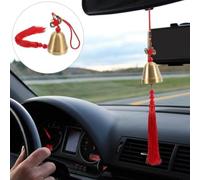 Gdfnmogo Chinese Feng Shui Brass Bell Wind Chime with Five Emperors Design for Success and Wealth, 30cm Length Copper Decor with Chinese Knot Tassels for Door or Car Decoration(RED)