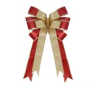 Gdfnmogo Christmas Bow Decoration For Tree Tops, Front Doors, Outdoor Spaces, Metallic Wired Fabric Bows, 24X41cm, Holiday Reusable Festive Decor(Red + gold)